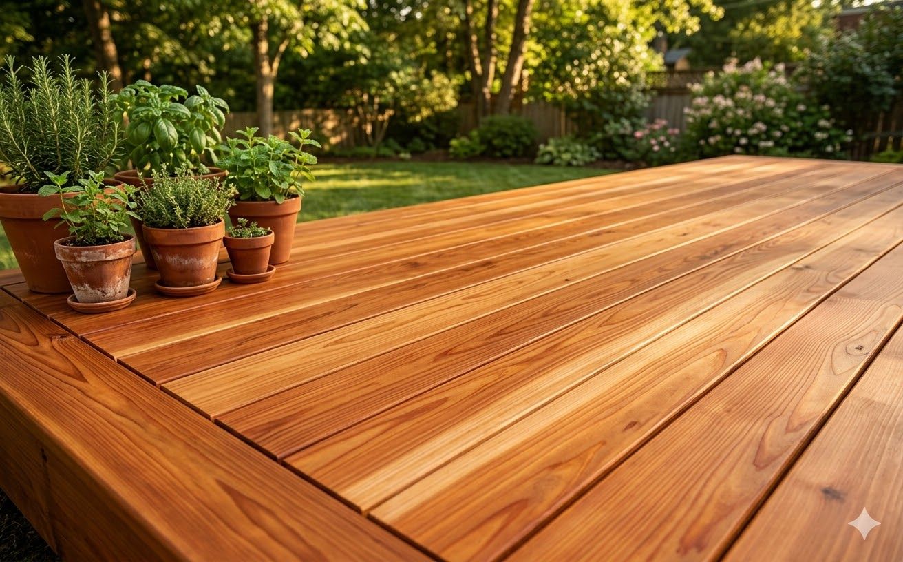 Beautiful cedar deck with natural grain patterns built in Staten Island