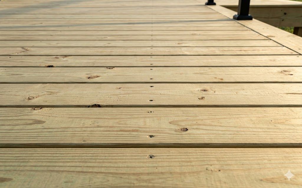 Pressure-treated wood deck built by Preferred Fence in Staten Island