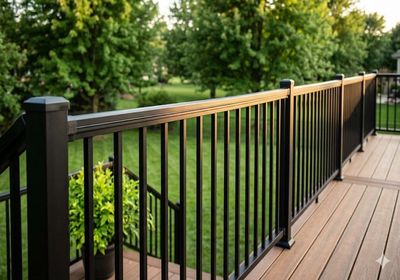 Aluminum deck railing installed by Preferred Fence in Staten Island