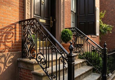 Ornamental wrought iron railing with decorative scrollwork in Staten Island