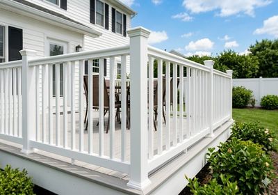 White vinyl railing on a deck in Staten Island