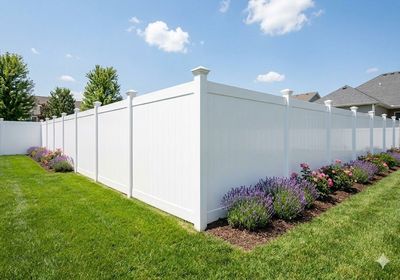 White vinyl privacy fence installation by Preferred Fence in Staten Island