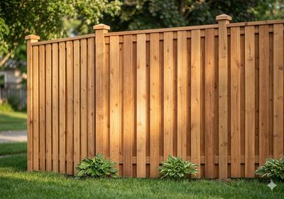 Beautiful cedar wood privacy fence installed by Preferred Fence in Staten Island